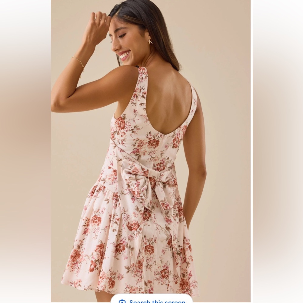Altar'd State Kellin Floral Bow Mini Dress Size Small NWOT Retail $78
